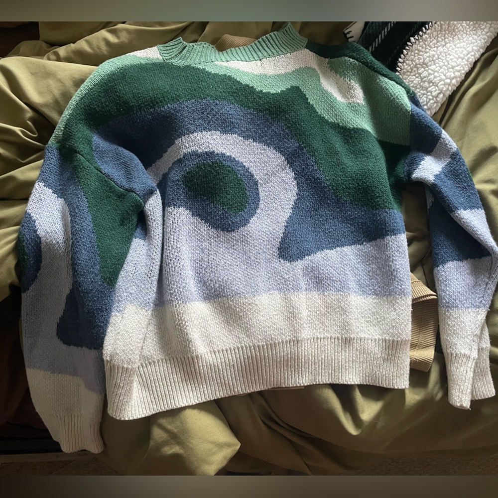 Women's Striped Sweater - Cream and Blue